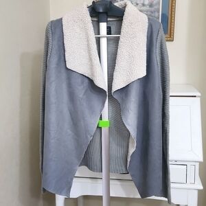 Cavalini Faux Sherpa Knit  Sweater Cardigan Size XL Cozy